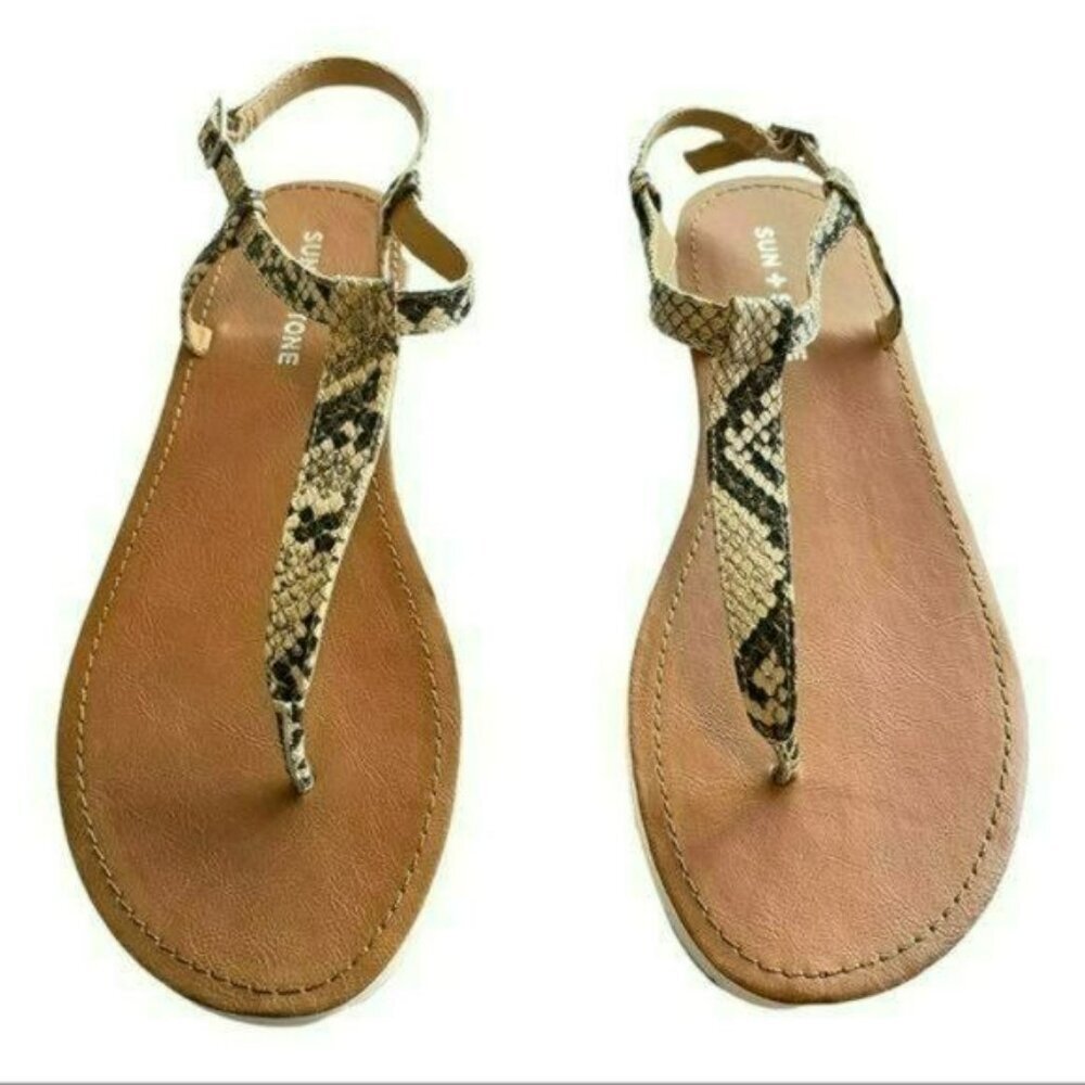 Sun + Stone Animal Print Snake Ankle Strap Sandals NWT Sz 9.5